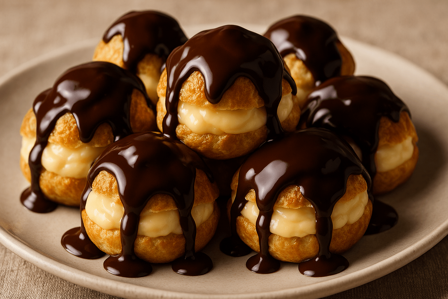 Profiterol kreması ve pate a choux hamuru için tam ölçülü,